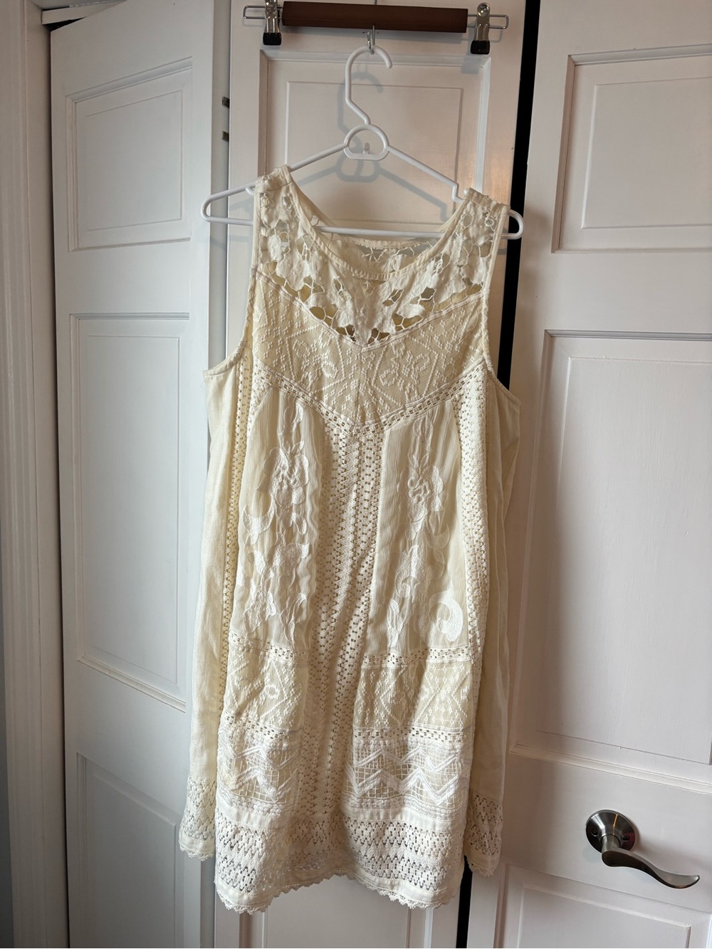 Anthropologie Cream Crochet Lace Midi Dress